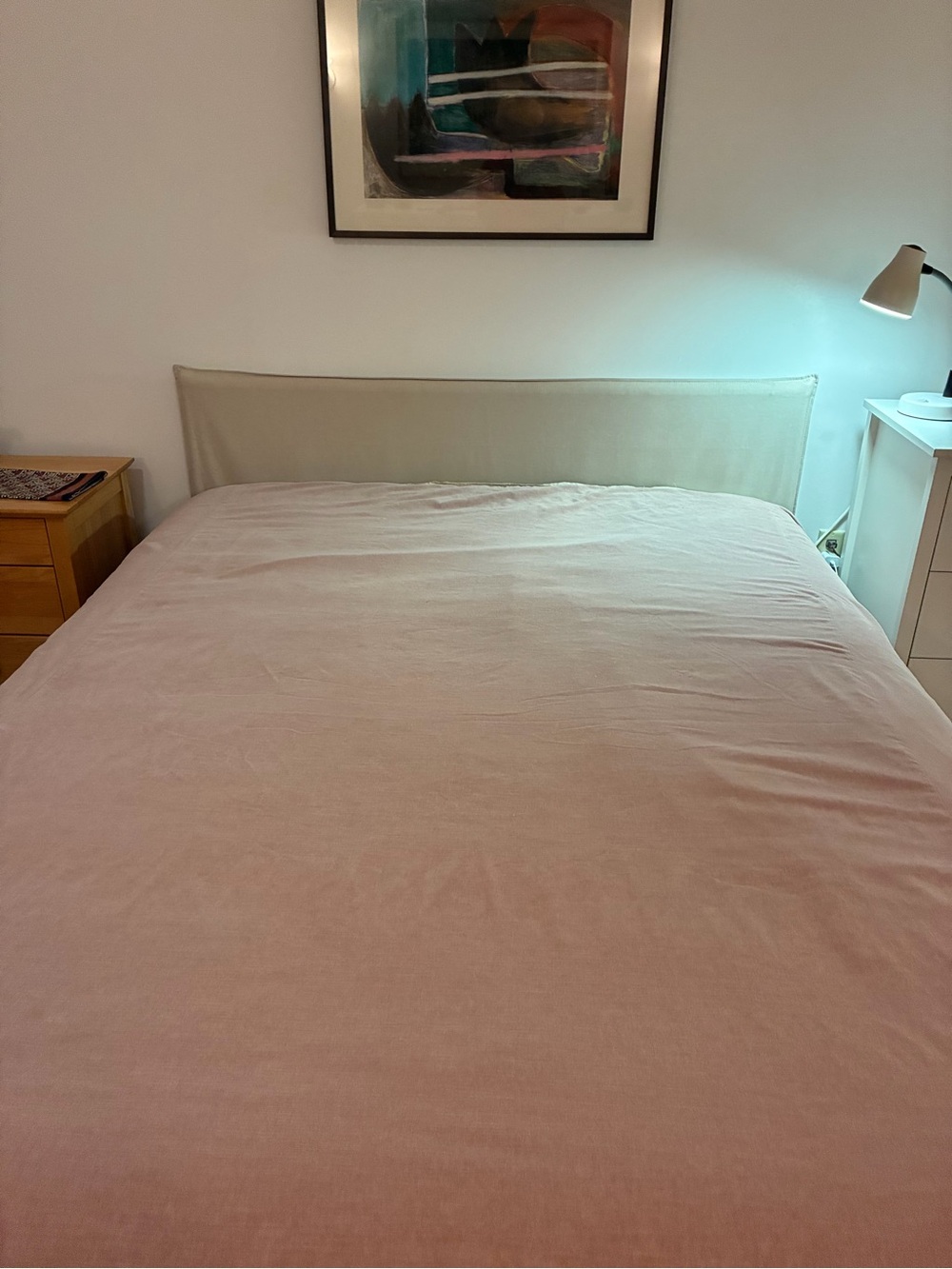 West Elm Queen Soft Blush Pink Duvet Cover - velvety one side, linen the other